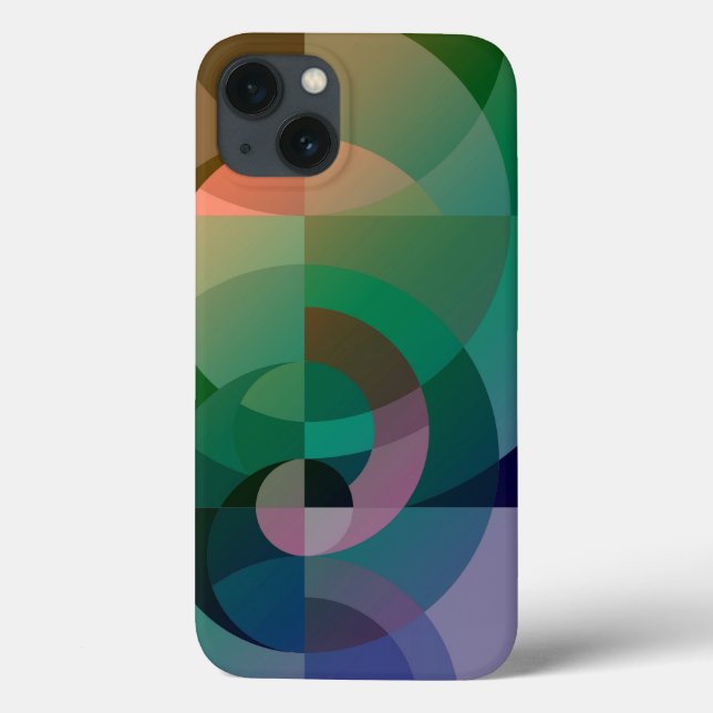 Modern Abstract geometric Sea sunset Green pink Case-Mate iPhone Case (Back)