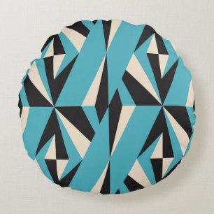 Modern abstract geometric seamless pattern with tr round pillow