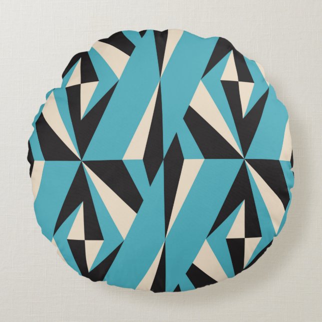 Modern abstract geometric seamless pattern with tr round pillow (Front)