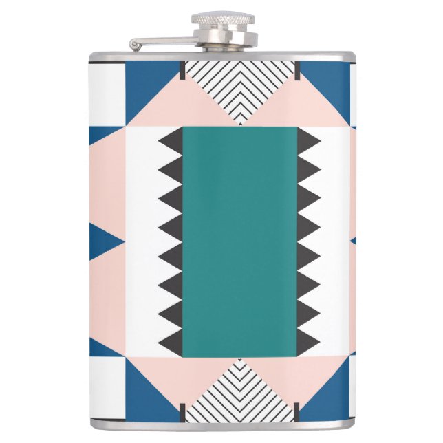Modern Abstract: Geometric Seamless Style Hip Flask (Front)