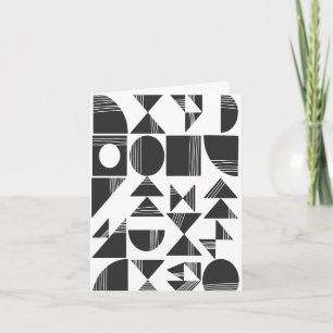 Modern Abstract Geometric Shapes   Black and White Note Card