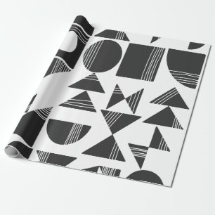 Modern Abstract Geometric Shapes   Black and White Wrapping Paper