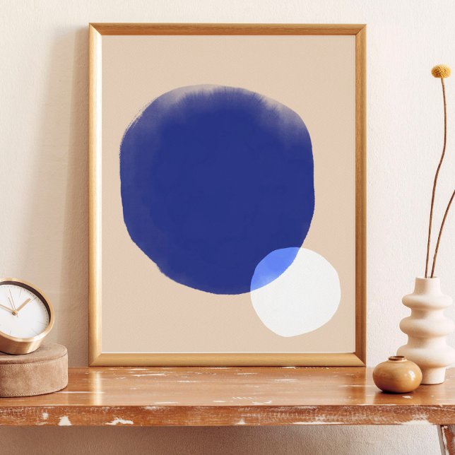 Modern Abstract Geometric Shapes Blue Beige Wall Poster (Creator Uploaded)