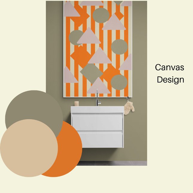 Modern abstract geometric shapes & stripes, orange canvas print (Creator Uploaded)