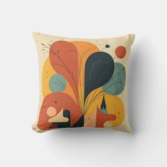 Modern Abstract Geometric Shapes Throw Pillow (Front)