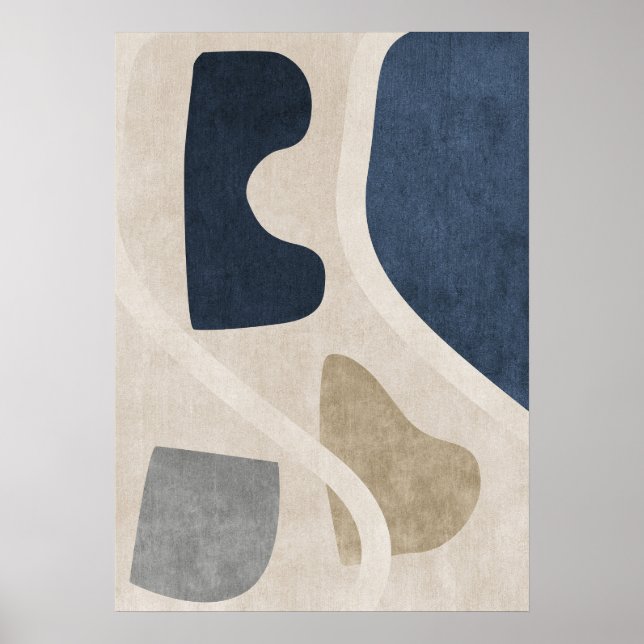 Modern Abstract Geometric Shapes Wall Art Poster (Front)