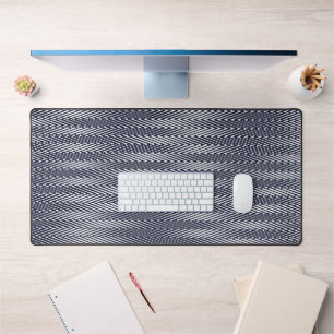 Modern Abstract Geometric Stripes Cool Unique Navy Desk Mat