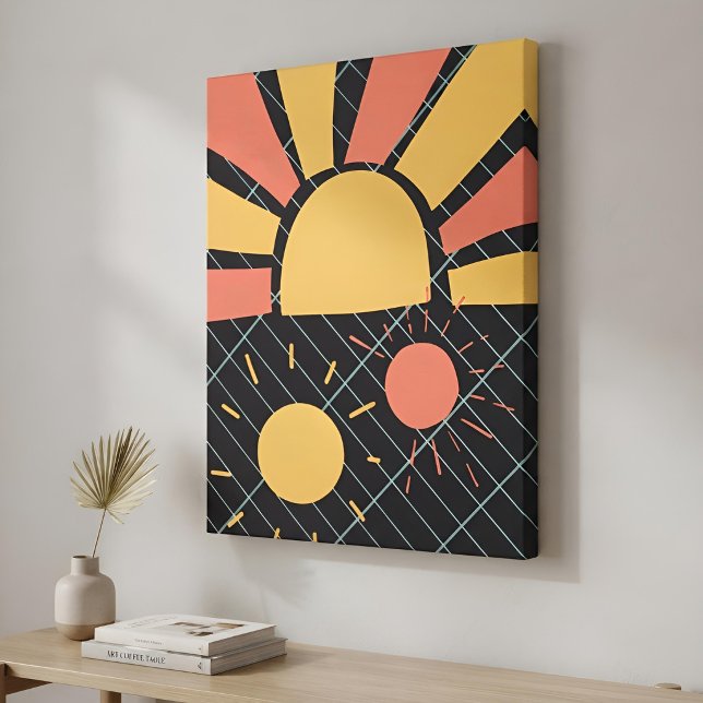 Modern Abstract Geometric Sun Vibrant Minimalist Canvas Print (Creator Uploaded)