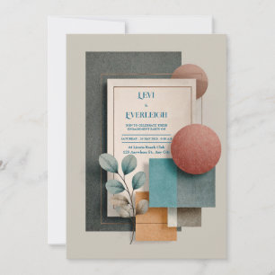 Modern Abstract Geometric Terracotta Wedding Invitation