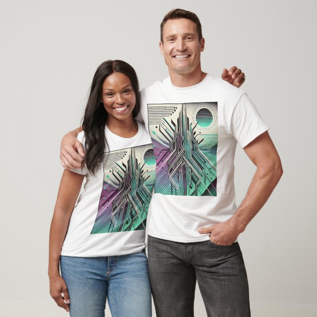 Modern Abstract Geometric Tree Tech Fusion T-Shirt (Unisex)
