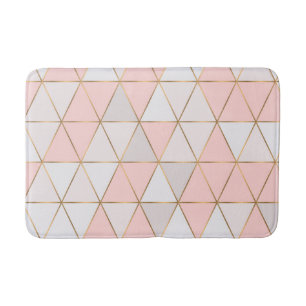 Modern Abstract Geometric Triangles Peach Gold Bath Mat
