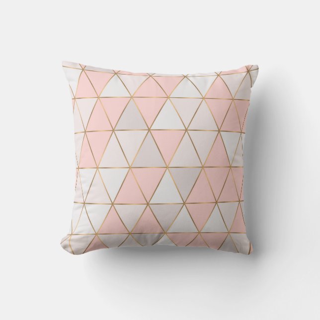 Modern Abstract Geometric Triangles Peach Gold Throw Pillow (Front)