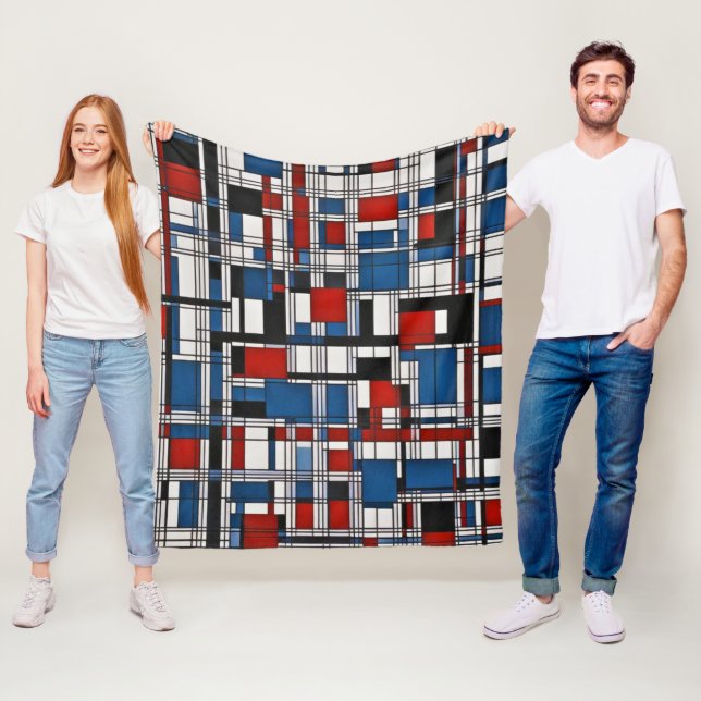 Modern Abstract Geometric Wall Art Fleece Blanket (In Situ)
