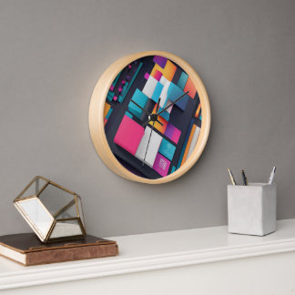 "Modern Abstract Geometric Wall Clock - Vibrant Co