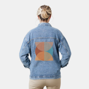 Modern Abstract Geometric Watercolor Denim Jacket