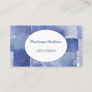 Modern Abstract Geometric Watercolor Pattern Blue  Business Card