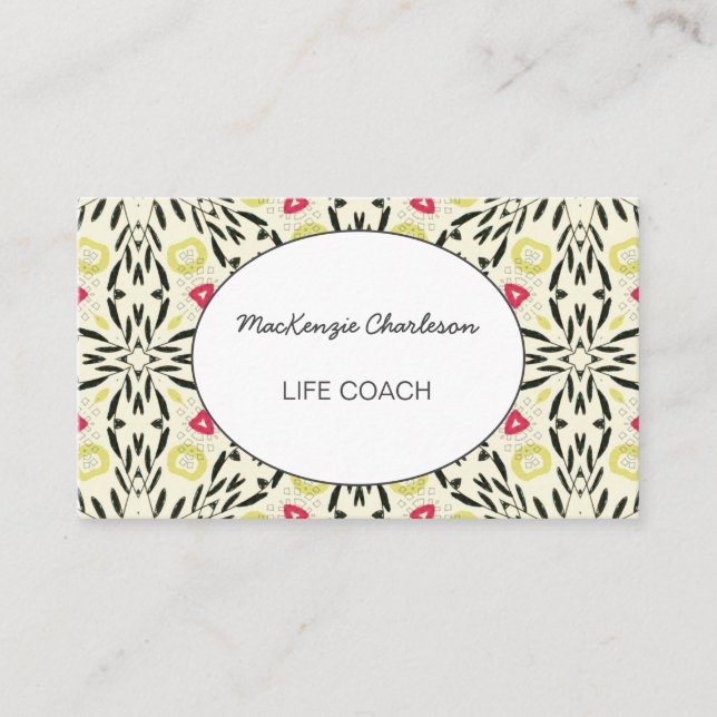 Modern Abstract Geometric Watercolor Pattern Busin Business Card (Front)