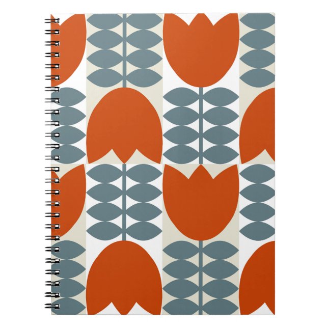 Modern abstract geometric with stylized flowers le notebook (Front)