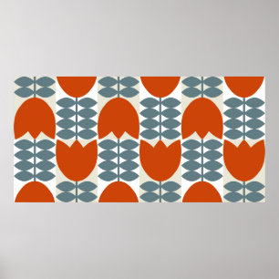 Modern abstract geometric with stylized flowers le poster