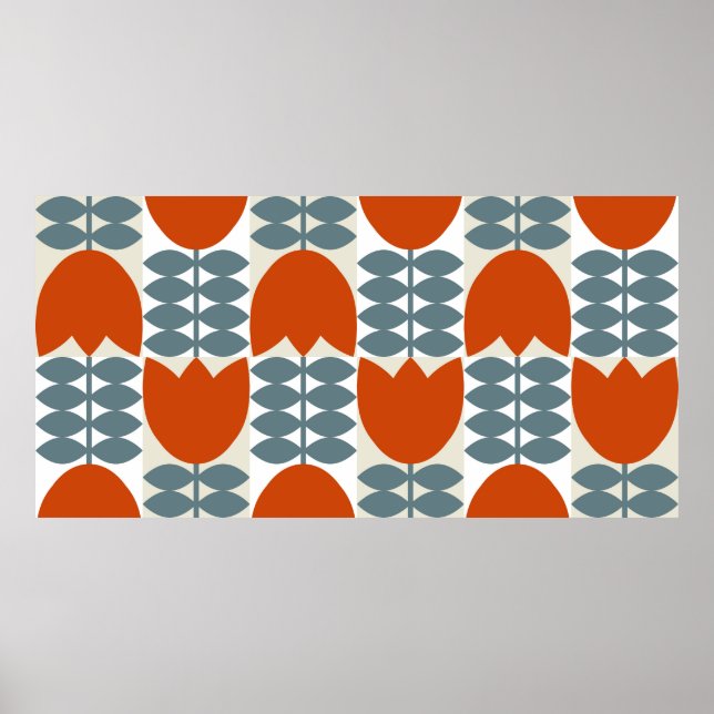 Modern abstract geometric with stylized flowers le poster (Front)
