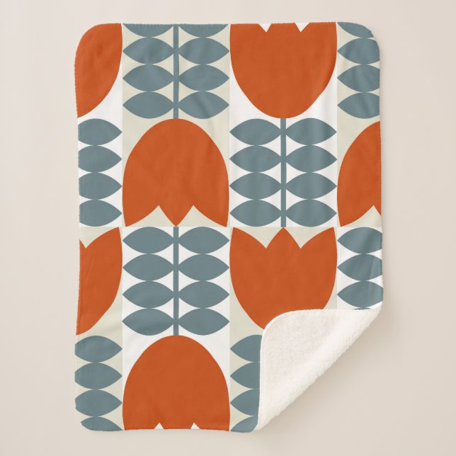 Modern abstract geometric with stylized flowers le sherpa blanket (Front)