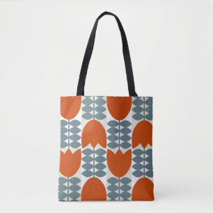 Modern abstract geometric with stylized flowers le tote bag