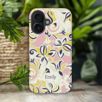 Modern Abstract Girley Floral Personalized Name