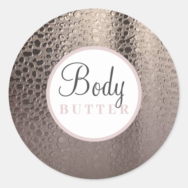 Modern Abstract Glam Pink Rose Gold Body Butter Classic Round Sticker (Front)