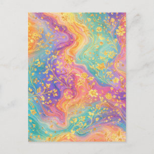 Modern Abstract Glitter Floral Monogram Design Postcard