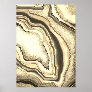 Modern Abstract Gold Beige Agate Geode Gemstone Poster