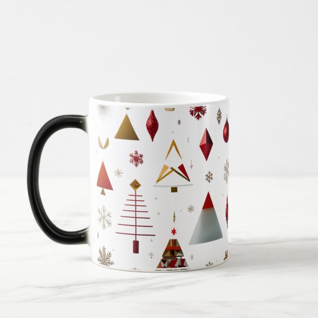 Modern Abstract Graphic Christmas Shapes  Magic Mug (Left)