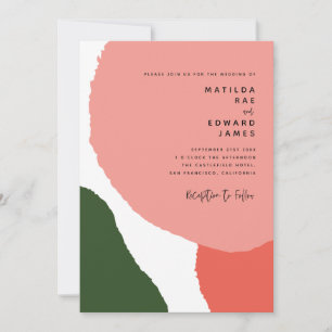 Modern abstract graphic red, pink + green announce announcement