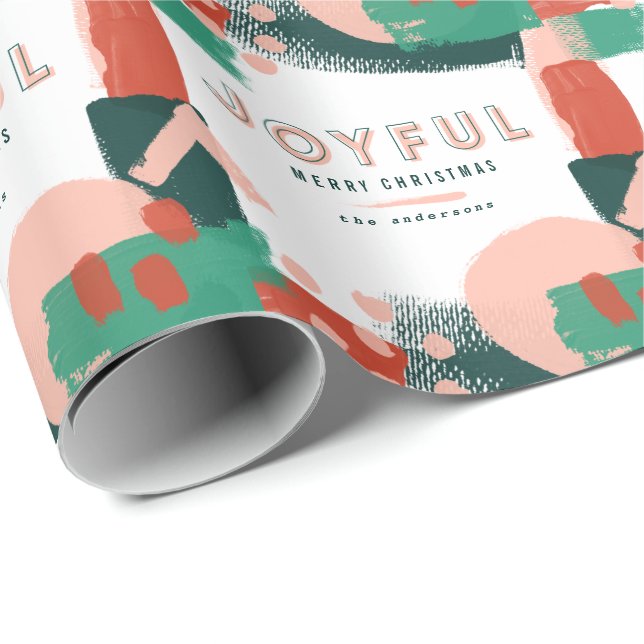 Modern abstract graphic red, pink + green joyful wrapping paper (Roll Corner)