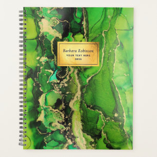 Modern Abstract Green Black Gold Planner
