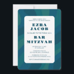 Modern Abstract Green Blue Custom Bar Mitzvah Invitation<br><div class="desc">Perfect card to announce a bat mitzvah, bar mitzvah or other Jewish celebration! Hand made art for you. FULLY CUSTOMIZABLE! Click on “Personalize” above to edit the text. Click "edit using design tool" to adjust the fonts, colours and placements and to delete the back side design if you prefer (I...</div>