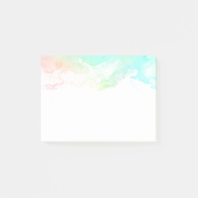 Modern Abstract Green & Blue Watercolor Swirls Post-it Notes (Front)