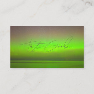 Modern Abstract Green Glow Minimalist Script Business Card