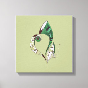 Modern abstract Green hand drawn ink illustration Canvas Print