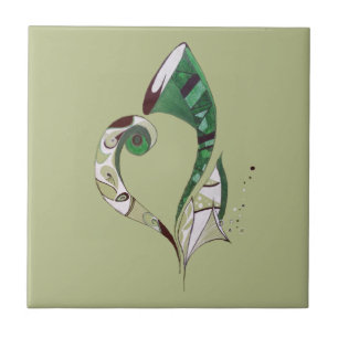 Modern abstract Green hand drawn ink illustration Tile