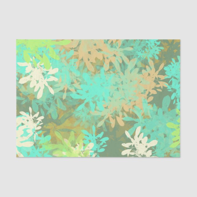 Modern Abstract Green Leaf Pattern Triptych Tissue Paper (Front)