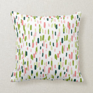 Modern Abstract Green  pink Sprinkles Throw Pillow