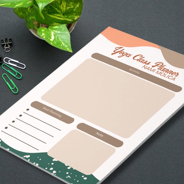Modern Abstract Green Terra Cotta Yoga Class  Notepad (Creator Uploaded)
