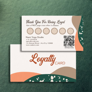 Modern Abstract Green Terra Cotta Yoga  Loyalty Card