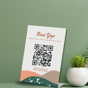 Modern Abstract Green Terra Cotta Yoga Studio Pedestal Sign