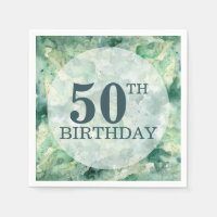 Modern Abstract Green Watercolor Birthday