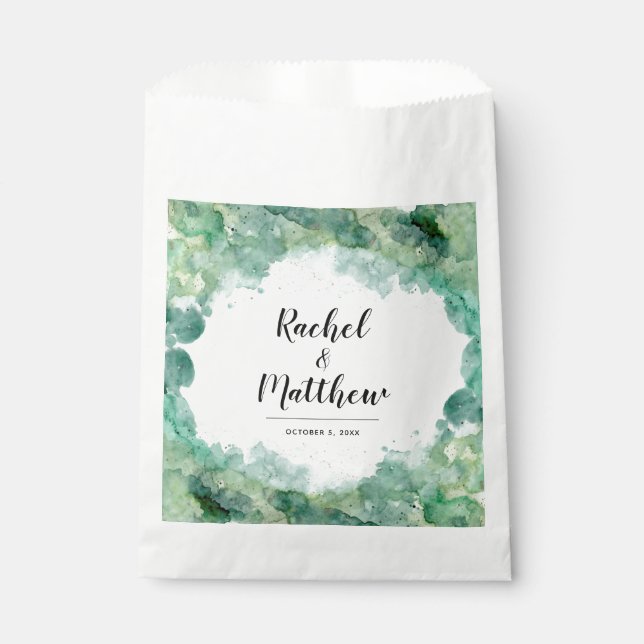 Modern Abstract Green Wedding Favour Bag (Front)