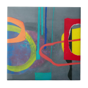 Modern Abstract Grey Red Tile