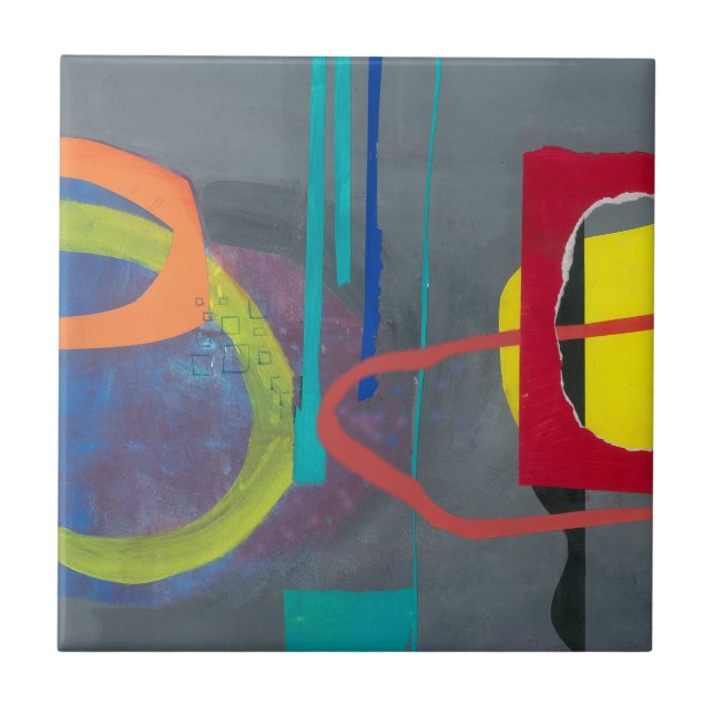 Modern Abstract Grey Red Tile (Front)