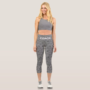 Modern Abstract Grey Shades Pattern with Text Capri Leggings