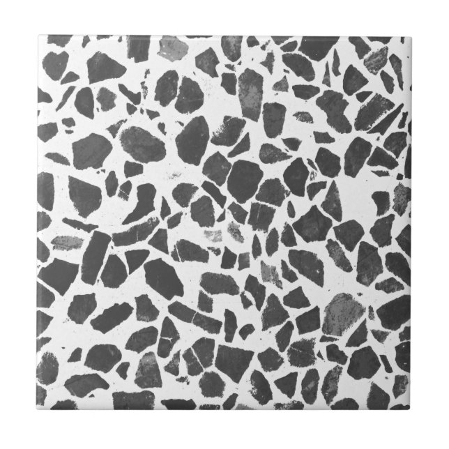 Modern Abstract Grey White Marble Stone Terrazzo Tile (Front)